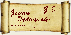 Živan Dudvarski vizit kartica